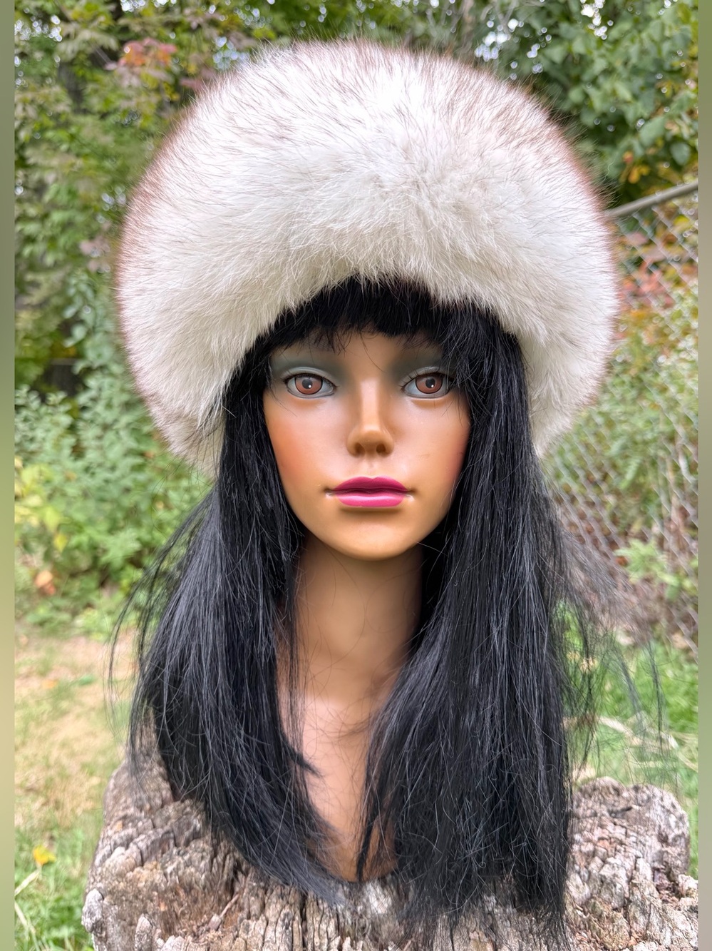 Vintage Genuine Fox Fur Hat Black Velvet Fluffy Soft Winter Patti Berg